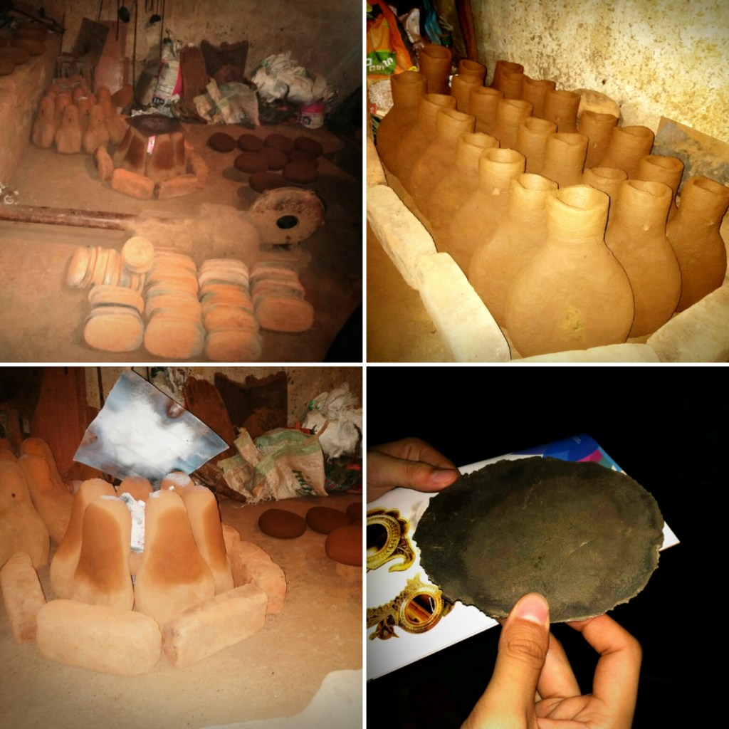 Work-in-progress at a foundry that makes Aranmula Kannadi