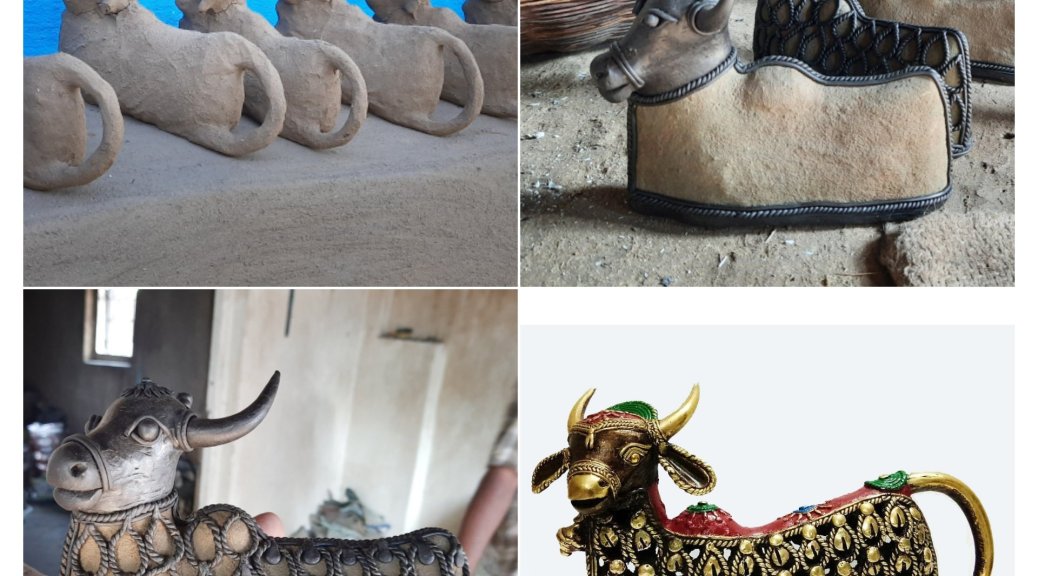 Dokra art at various stages of metal casting