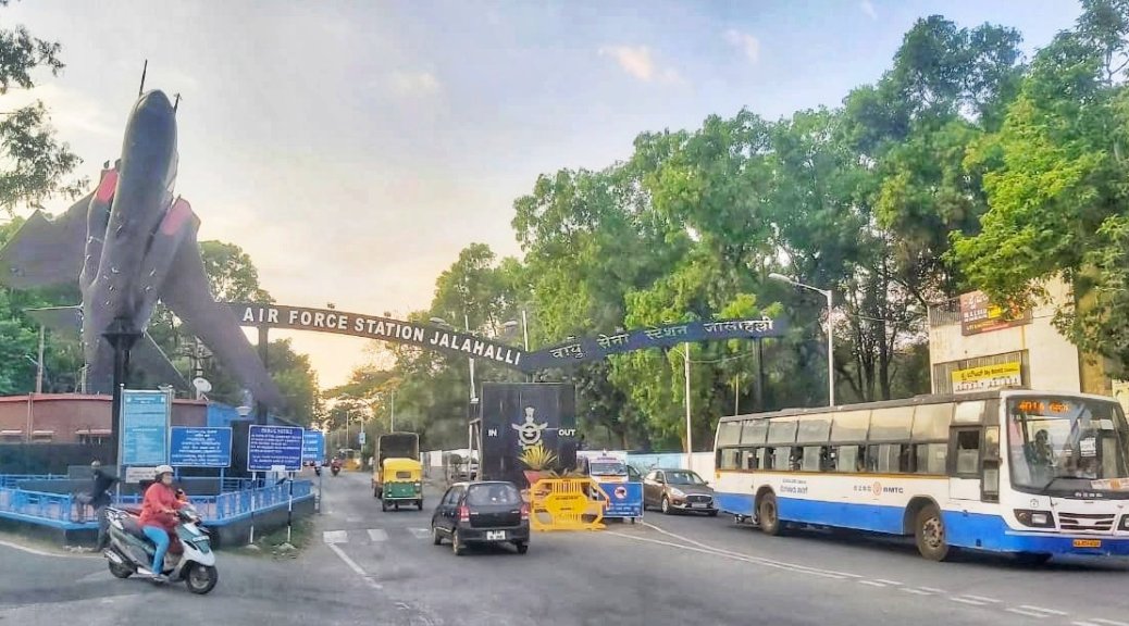 The entrance to Jalahalli Airforce Station at Gangamma circle
